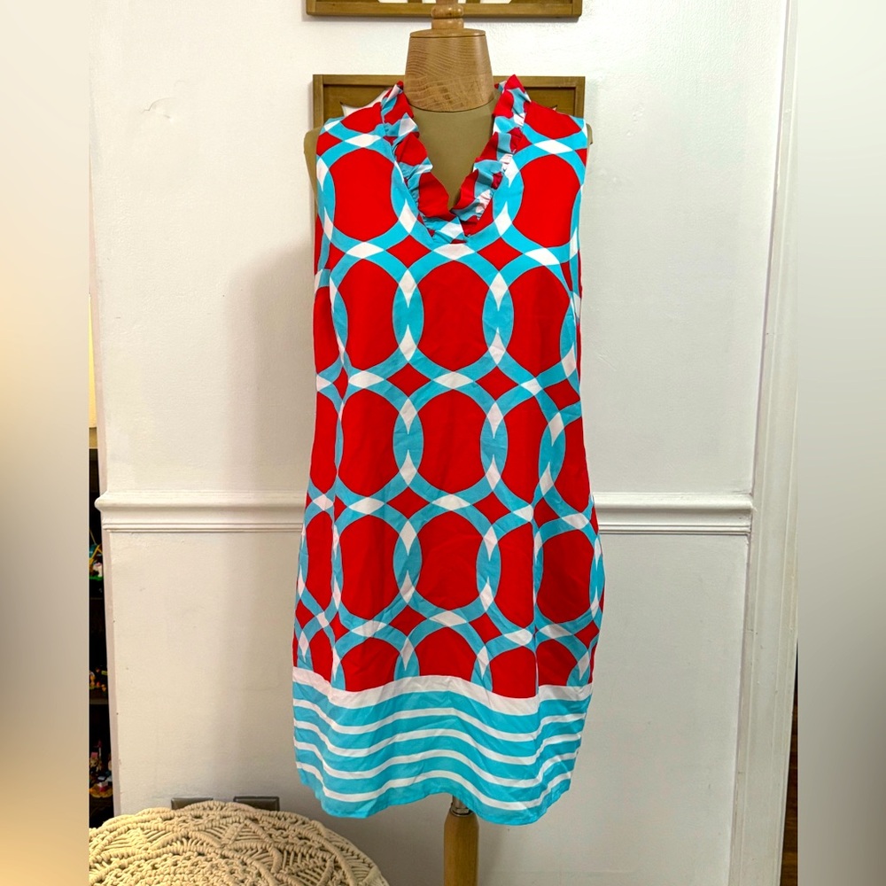 Crown & Ivy Red and Blue Patterned Dress